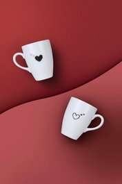 Hermia Juego de tazas de porcelana blanco y negro